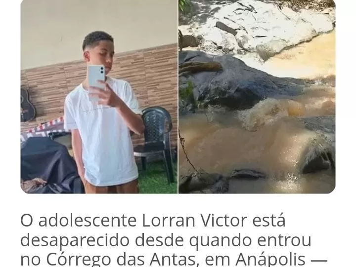 corpo de adolescente que foi arrastado por enxurrada no Córrego das Antas e encontrado.
